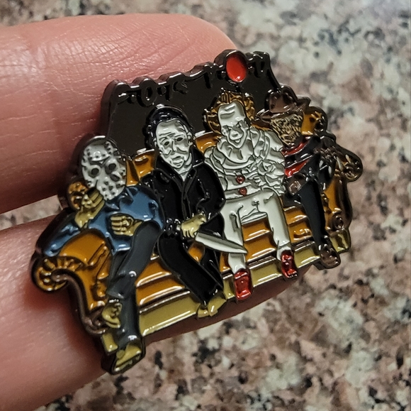 *2 for $13* Horror Movie Villians Sitting On the Couch Horror Lover Enamel Pin - Picture 2 of 3